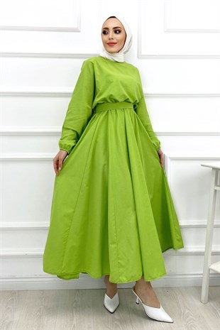 Beli Lastikli Mevlana Elbise-Yeşil