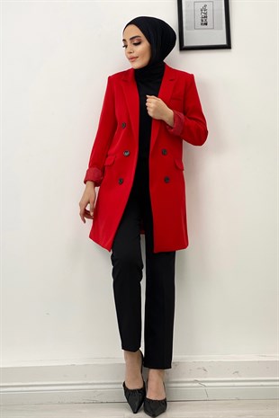 Kadın Blazer Ceket-Kırmızı
