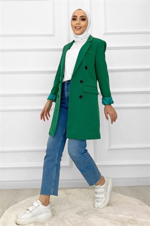 Kadın Blazer Ceket-Zümrüt Yeşili