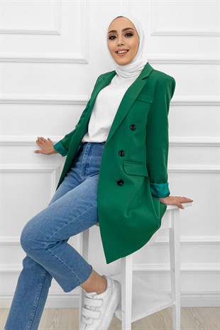 Kadın Blazer Ceket-Zümrüt Yeşili